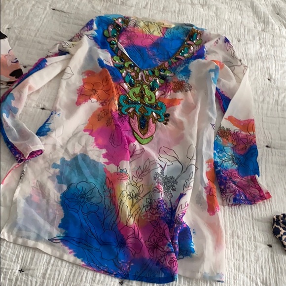 lucky and coco Other - Printed sheer with embellishment beach cover up